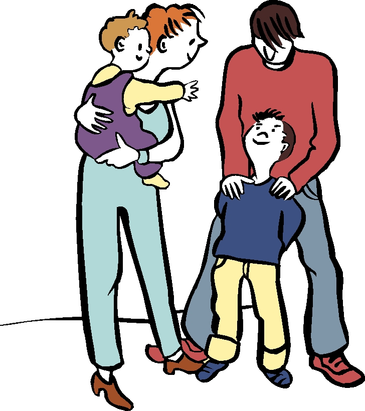 Gezeichnete Familie mit zwei Kindern  © Mensch zuerst – Netzwerk People First Deutschland e. V.