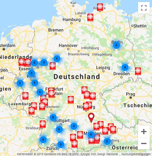Deutschlandkarte mit Standorten