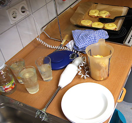 Toast Hawaii mit Pürierstab