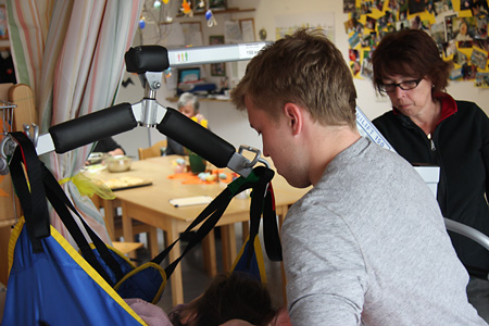 Janick Kretschmar beim Umlagern